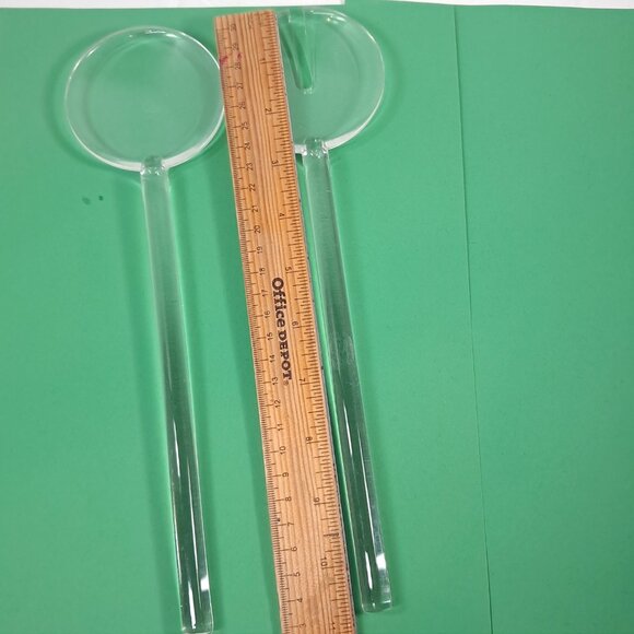 Lucite Acrylic Salad Serving Fork & Spoon Set clear Acrylic Modern Utensils MCM - Picture 7 of 12